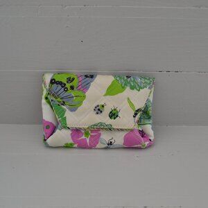 Vera Bradley White Pink Green Casey Sateen Wallet Clutch Limited Edition